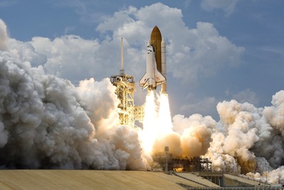 A rocket lifting off